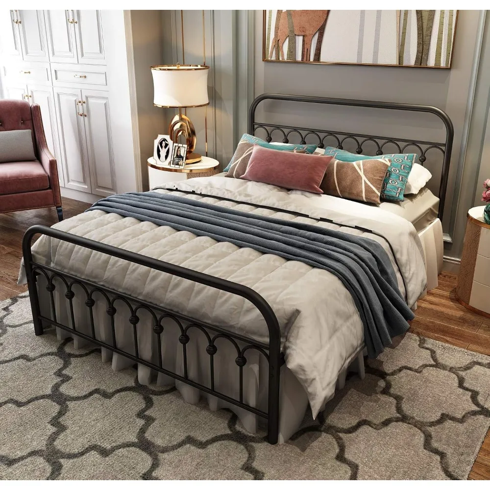 TUSEER Metal Bed Frame Queen Size with Vintage Headboard and Footboard Platform Base Wrought Iron Bed Frame (Queen,Black)
TUSEER Metal Bed Frame Queen Size with Vintage Headboard and Footboard Platform Base Wrought Iron Bed Frame (Queen,Black)