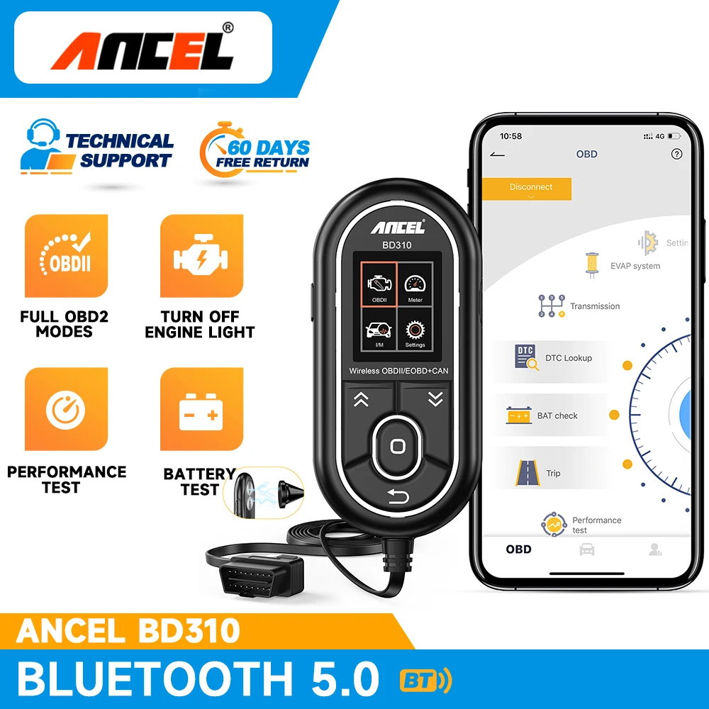 ANCEL BD310 OBD2 Сканер Bluetooth 3 в 1 Bluetooth Устройство чтения кодов двигателя Автомобильный диагностический сканер для Android и iPhone Бесплатно
ANCEL BD310 OBD2 Сканер Bluetooth 3 в 1 Bluetooth Устройство чтения кодов двигателя Автомобильный диагностический сканер для Android и iPhone Бесплатно