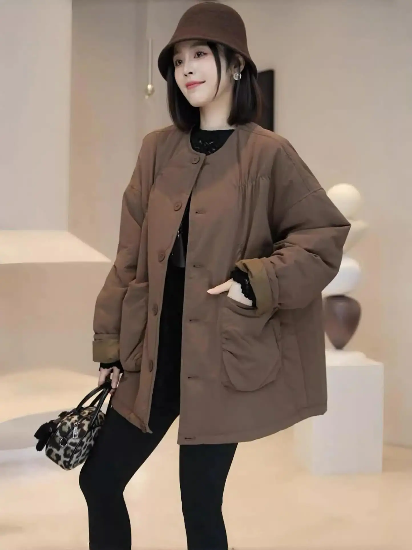 Korean Sle Loose Lazy round Ne Mid-Length Jaet Women's Cotton Outerwear Autumn Winter Thin Cotton Coat Super Cute
Korean Sle Loose Lazy round Ne Mid-Length Jaet Women's Cotton Outerwear Autumn Winter Thin Cotton Coat Super Cute