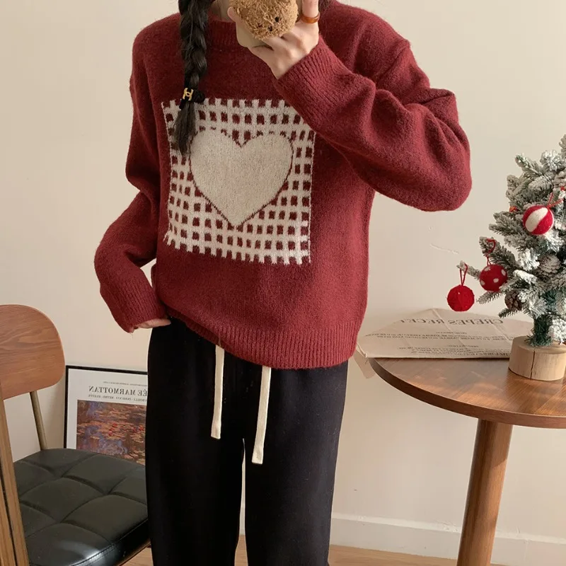 2024 Winter New Versatile Fashion Top Love Pattern Loose and Slim Round Neck Long Sleeve Pullover Sweater female clothing
2024 Winter New Versatile Fashion Top Love Pattern Loose and Slim Round Neck Long Sleeve Pullover Sweater female clothing