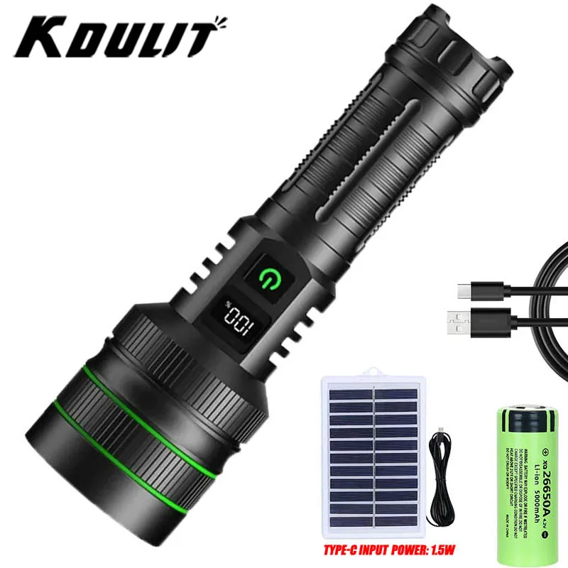 New Powerful Super Long Range LED Flashlight USB Rechargeable Lantern Solar Charging with Power Display Outdoor Camping Torch
New Powerful Super Long Range LED Flashlight USB Rechargeable Lantern Solar Charging with Power Display Outdoor Camping Torch