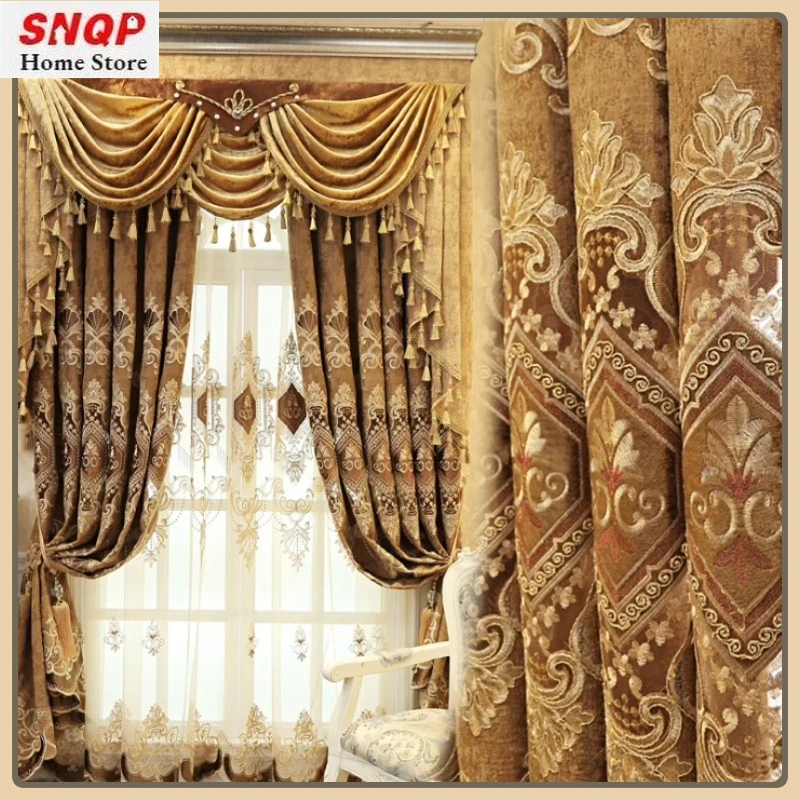 European-style Luxury Curtains Living Room Bedroom Dining Room Balcony Custom Blackout Chenille Embroidered Brown Valance Decor
European-style Luxury Curtains Living Room Bedroom Dining Room Balcony Custom Blackout Chenille Embroidered Brown Valance Decor