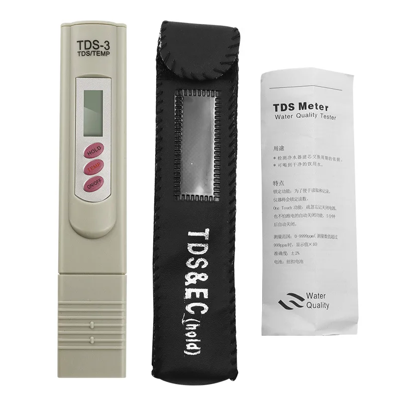 TDS-3 Portable Pen Digital TDS Meter Filter Measuring Water Quality Purity Tester Rang 0-9990ppm With Storage Bag
TDS-3 Portable Pen Digital TDS Meter Filter Measuring Water Quality Purity Tester Rang 0-9990ppm With Storage Bag