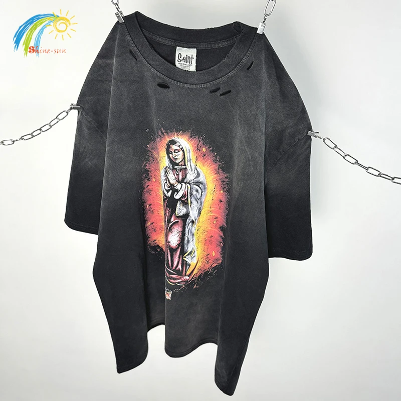 Best Quality Digital Direct Graphics Printing Saint T-Shirt Men Women Hip Hop Vintage Washed Black Damaged Hole T Shirt Tee
Best Quality Digital Direct Graphics Printing Saint T-Shirt Men Women Hip Hop Vintage Washed Black Damaged Hole T Shirt Tee