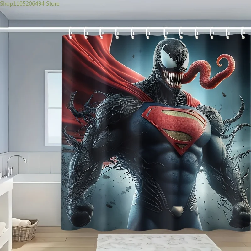 1 шт. Занавеска для душа с рисунком MARVEL Venom, полиэстер, водонепроницаемая, можно стирать в машине, с крючками, без подкладки, тканая, всесезонная, универсальная.
1 шт. Занавеска для душа с рисунком MARVEL Venom, полиэстер, водонепроницаемая, можно стирать в машине, с крючками, без подкладки, тканая, всесезонная, универсальная.