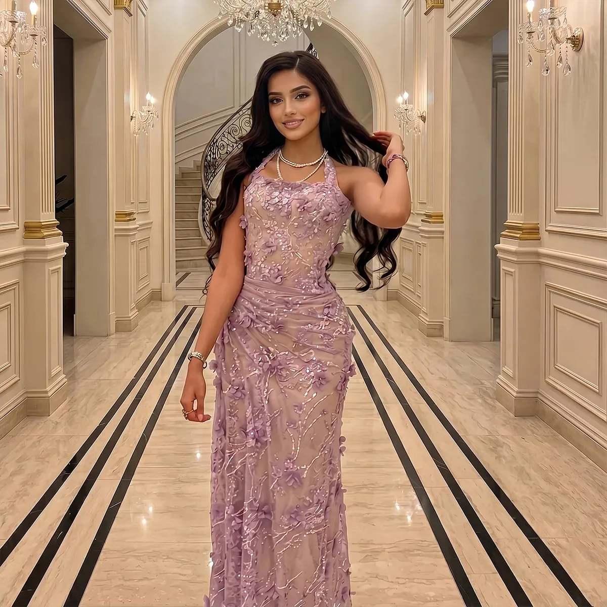 Dubai light luxury halter neck evening dress three-dimensional flower sequined mermaid ball gown women's wedding party dress
Dubai light luxury halter neck evening dress three-dimensional flower sequined mermaid ball gown women's wedding party dress