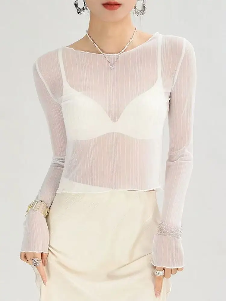 Lace T-shirt Wooden Ruffle Thin Long Sleeve Short Base Shirt Spring Autumn New Bright Thread Fashionable Inner Wear Shirt
Lace T-shirt Wooden Ruffle Thin Long Sleeve Short Base Shirt Spring Autumn New Bright Thread Fashionable Inner Wear Shirt