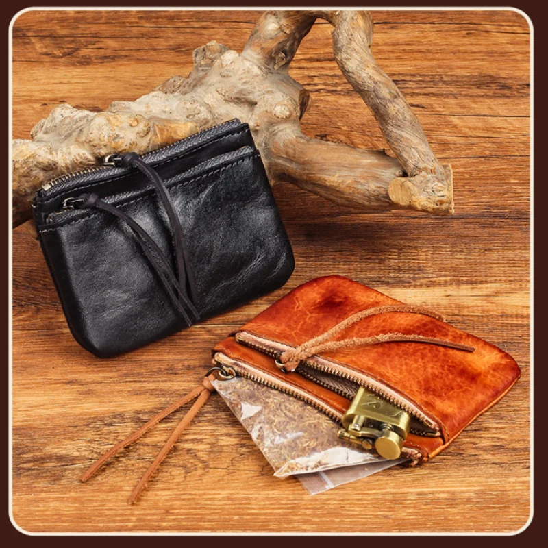 Head layer cowhide tobacco bag, small dry tobacco bag, double zipper tobacco bag, men's lighter and cigarette holder storage bag
Head layer cowhide tobacco bag, small dry tobacco bag, double zipper tobacco bag, men's lighter and cigarette holder storage bag