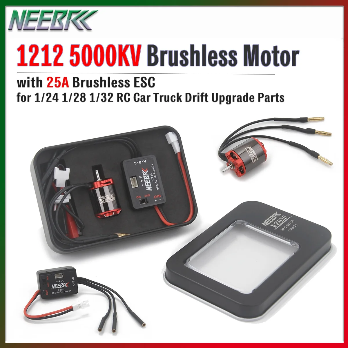 NEEBRC 1212 5000KV Brushless Motor with 25A ESC Brushless Combo for 1/24 1/28 1/32 RC Car Truck Racing Drift Upgrade Accessories
NEEBRC 1212 5000KV Brushless Motor with 25A ESC Brushless Combo for 1/24 1/28 1/32 RC Car Truck Racing Drift Upgrade Accessories