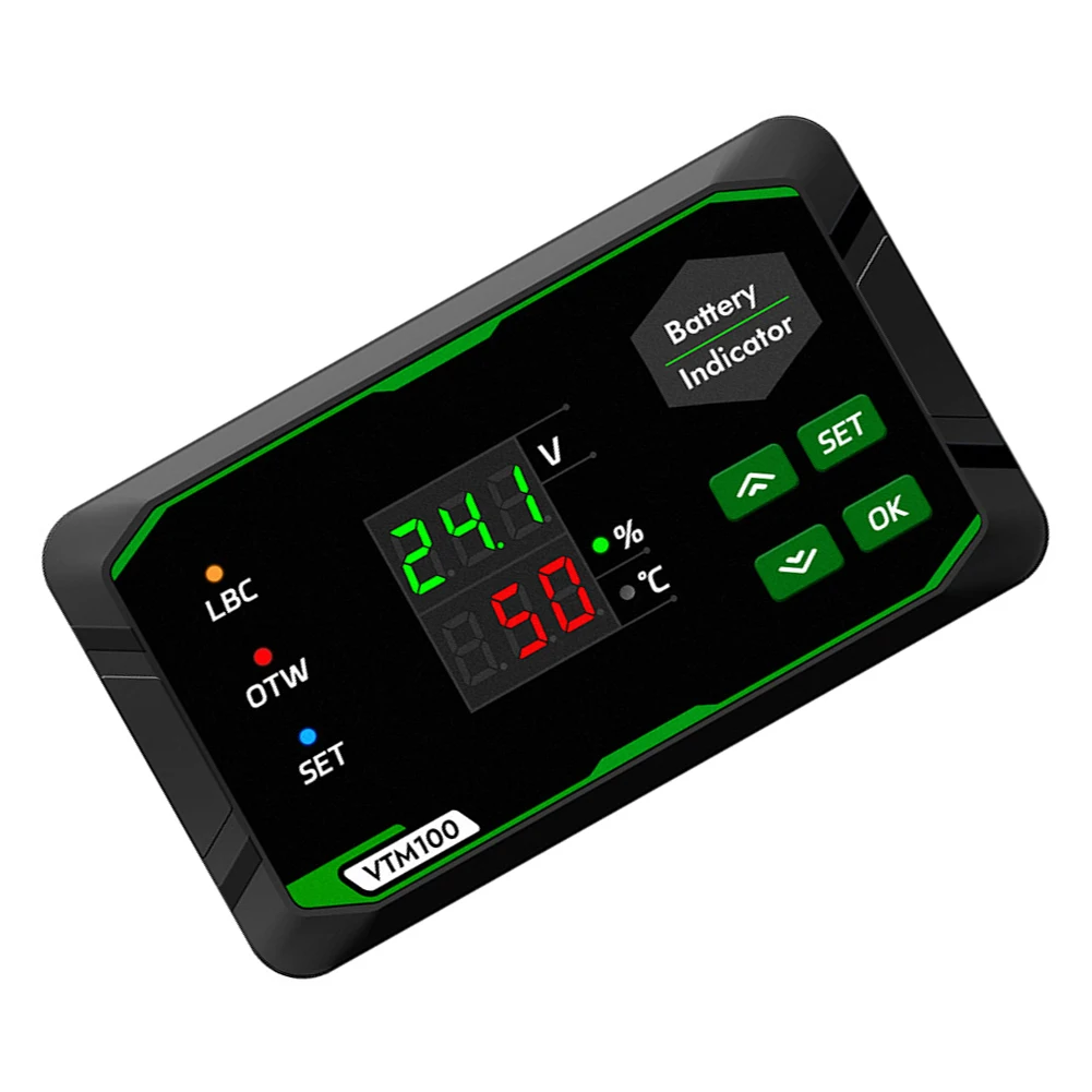 Цифровой двухпроводной монитор мощности VTM100 для аккумуляторных систем постоянного тока 7-100В с двойным дисплеем и отображением SOC в реальном времени
Цифровой двухпроводной монитор мощности VTM100 для аккумуляторных систем постоянного тока 7-100В с двойным дисплеем и отображением SOC в реальном времени