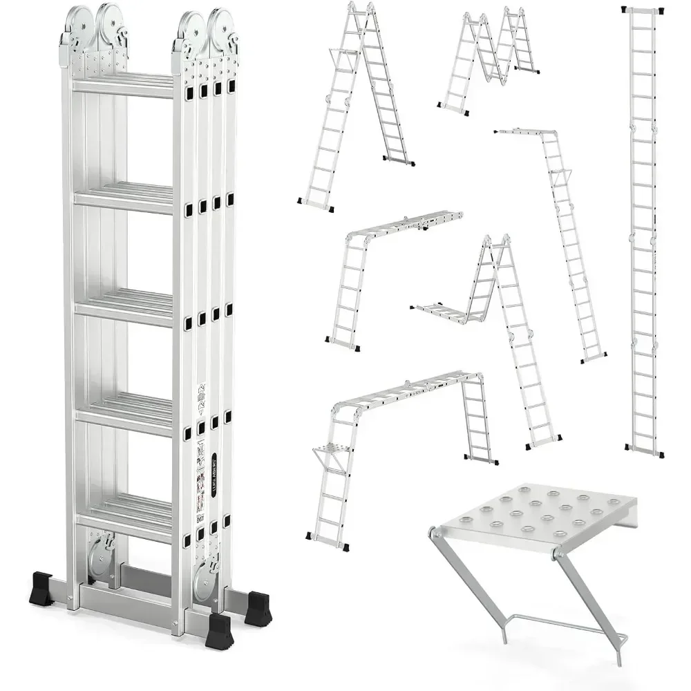 12.5 Feet, 18.5FT Folding Ladder Multi-Purpose Aluminium Extension 7 in 1 Step Heavy Duty Combination EN 131 Standard
12.5 Feet, 18.5FT Folding Ladder Multi-Purpose Aluminium Extension 7 in 1 Step Heavy Duty Combination EN 131 Standard