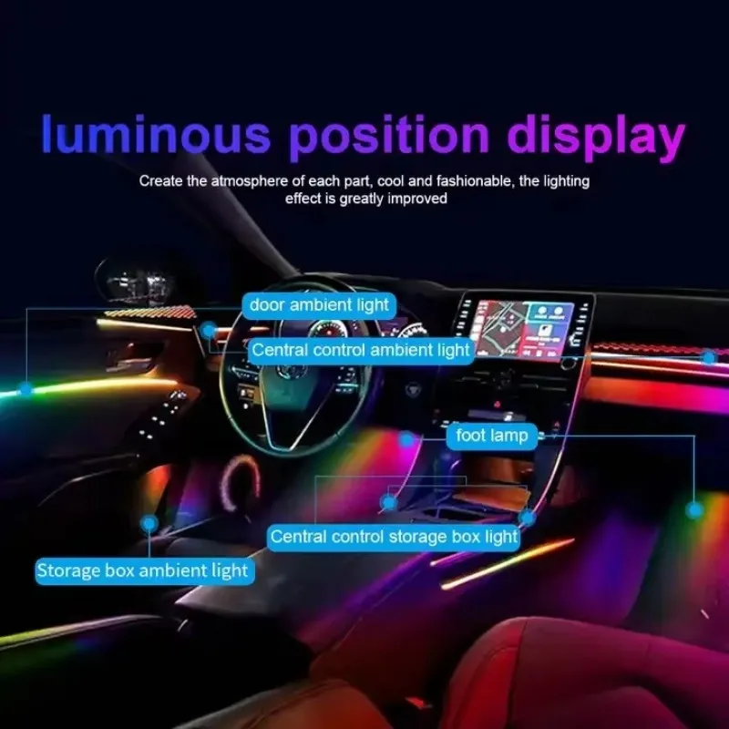 Symphony Chasing RGB LED Acrylic Strip Lights Kit Hidden Style Ambient Lamp for Car Interior Decoration APP Control Neon
Symphony Chasing RGB LED Acrylic Strip Lights Kit Hidden Style Ambient Lamp for Car Interior Decoration APP Control Neon