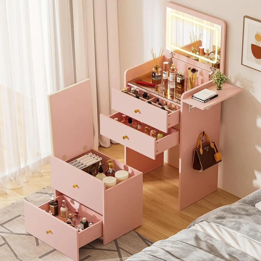 COMHOMA Makeup Vanity Desk with Mirror and Lights, Small 3 in 1 Vanity Table with Visible Glass Top, lip Top & 3 Ders, Compact D
COMHOMA Makeup Vanity Desk with Mirror and Lights, Small 3 in 1 Vanity Table with Visible Glass Top, lip Top & 3 Ders, Compact D