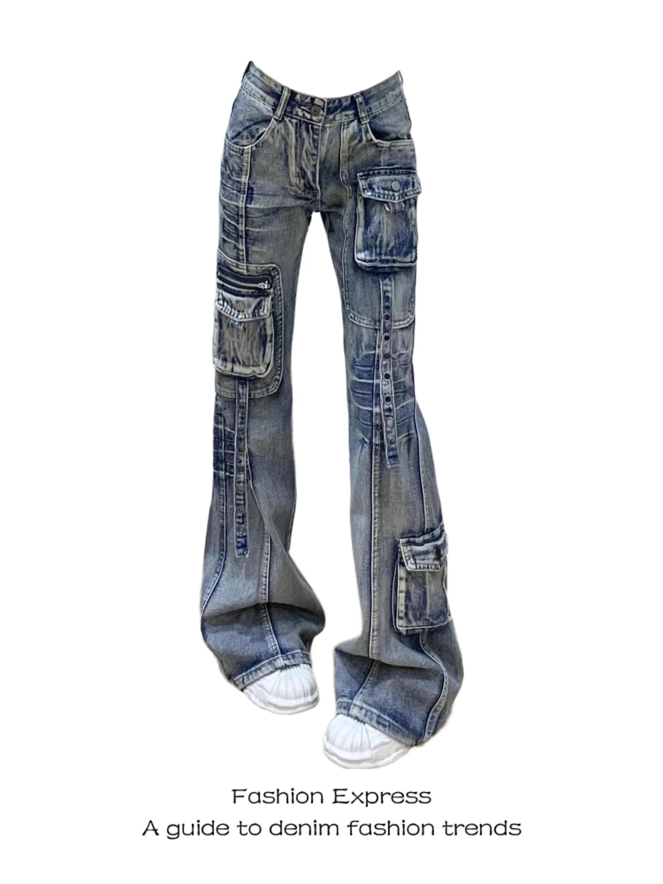 American Workwear Style Women's Jeans High Waist Flared Pants Multi-Pocket Slimming Y2K Trendy Casual Denim Blue
American Workwear Style Women's Jeans High Waist Flared Pants Multi-Pocket Slimming Y2K Trendy Casual Denim Blue