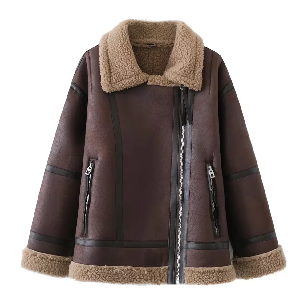 PB&ZA women's 2024 simple casual style plush warm asymmetric zipper design long sleeved lapel jacket
PB&ZA women's 2024 simple casual style plush warm asymmetric zipper design long sleeved lapel jacket