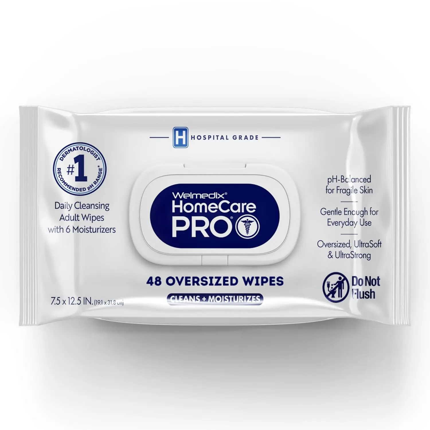 Oversized No Rinse Bath Wipes for Adults - XL 7.5"x12.5" 48 Count with Moisturizers, Alcohol-Free
Oversized No Rinse Bath Wipes for Adults - XL 7.5"x12.5" 48 Count with Moisturizers, Alcohol-Free
