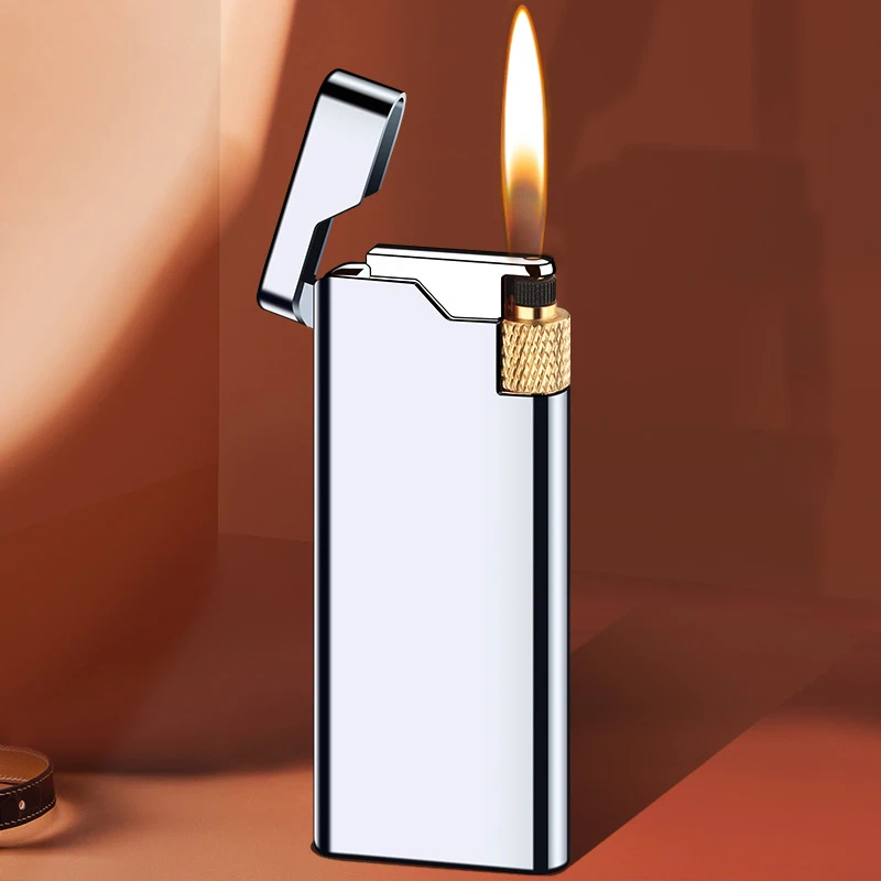 202 New Personalized Portable Metal Thin Wheel Lighter Butane Open Flame Lighter Mini Cigarette Lighter Gadget Men's Gift
202 New Personalized Portable Metal Thin Wheel Lighter Butane Open Flame Lighter Mini Cigarette Lighter Gadget Men's Gift