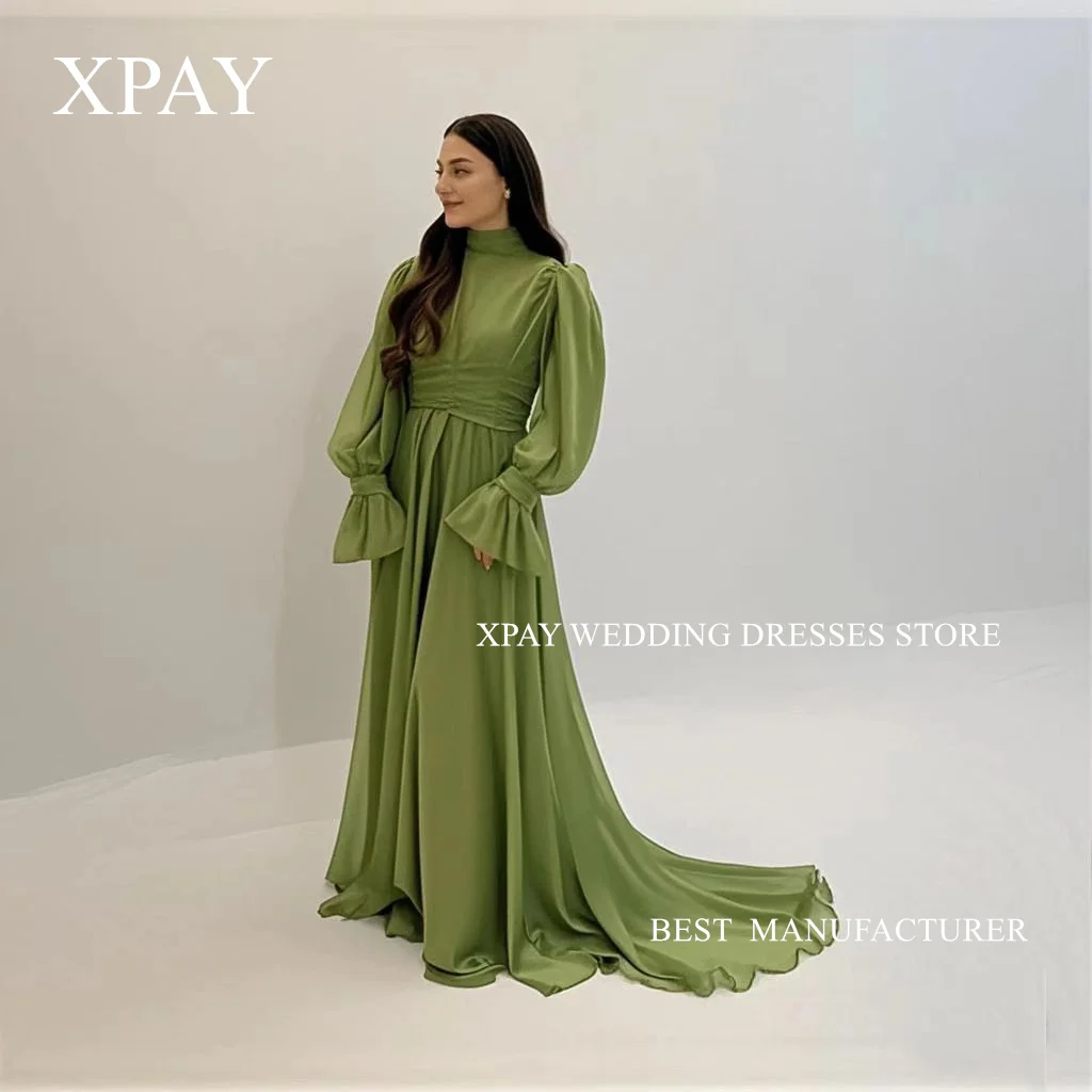 XPAY Modest Green Formal Evening Dresses Puff Long Sleeves High Neck Dubai Arabic Prom Gowns Special Occasion Dress Customized
XPAY Modest Green Formal Evening Dresses Puff Long Sleeves High Neck Dubai Arabic Prom Gowns Special Occasion Dress Customized