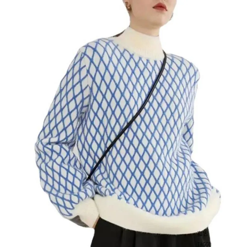 New Autumn Winter Plaid Oversized Sweater Women Fashion Casual Soft Warm Mock Neck Knitted Pullover Tops s669
New Autumn Winter Plaid Oversized Sweater Women Fashion Casual Soft Warm Mock Neck Knitted Pullover Tops s669