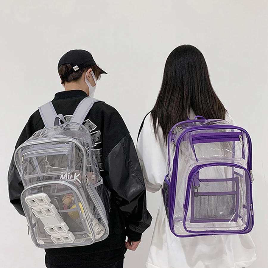 Backpack Waterproof Transparent School Bag Large Capacity Rucksack Solid Clear Knapsack Unisex Fashion Transparent Plastic Bags
Backpack Waterproof Transparent School Bag Large Capacity Rucksack Solid Clear Knapsack Unisex Fashion Transparent Plastic Bags