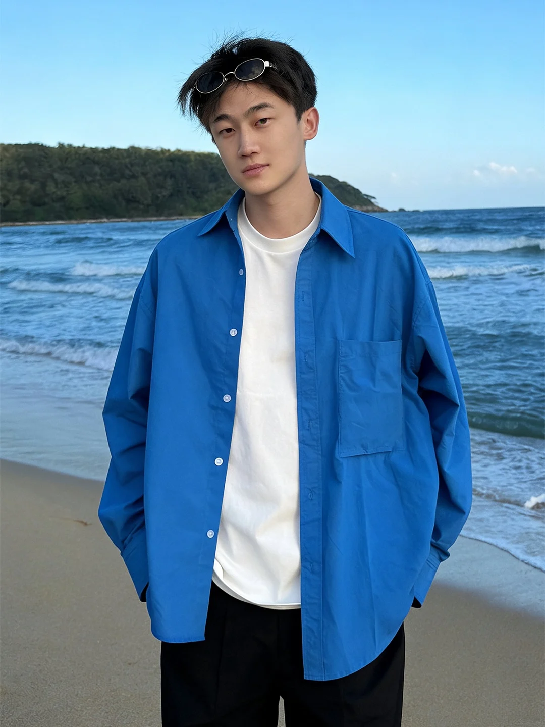 Klein Blue Long Sve Men's irt Spring Casual Loose Fit Cleanfit Outerwear Haome Sli High End Feeling
Klein Blue Long Sve Men's irt Spring Casual Loose Fit Cleanfit Outerwear Haome Sli High End Feeling