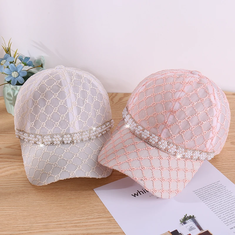 New Pearl Peaked Cap Spring Summer Outdoor Leisure Breathable Ladies Mesh Sunshade Street Fashion Versatile Light Baseball Caps 
New Pearl Peaked Cap Spring Summer Outdoor Leisure Breathable Ladies Mesh Sunshade Street Fashion Versatile Light Baseball Caps