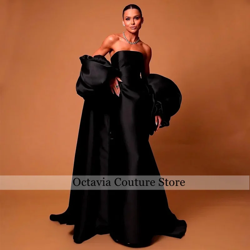 Black Satin for Women 2026 Puffy Sleeves Wrap Elegant Formal Party Gowns Long Strapless Column Luxury Prom Dress Customized
Black Satin for Women 2026 Puffy Sleeves Wrap Elegant Formal Party Gowns Long Strapless Column Luxury Prom Dress Customized