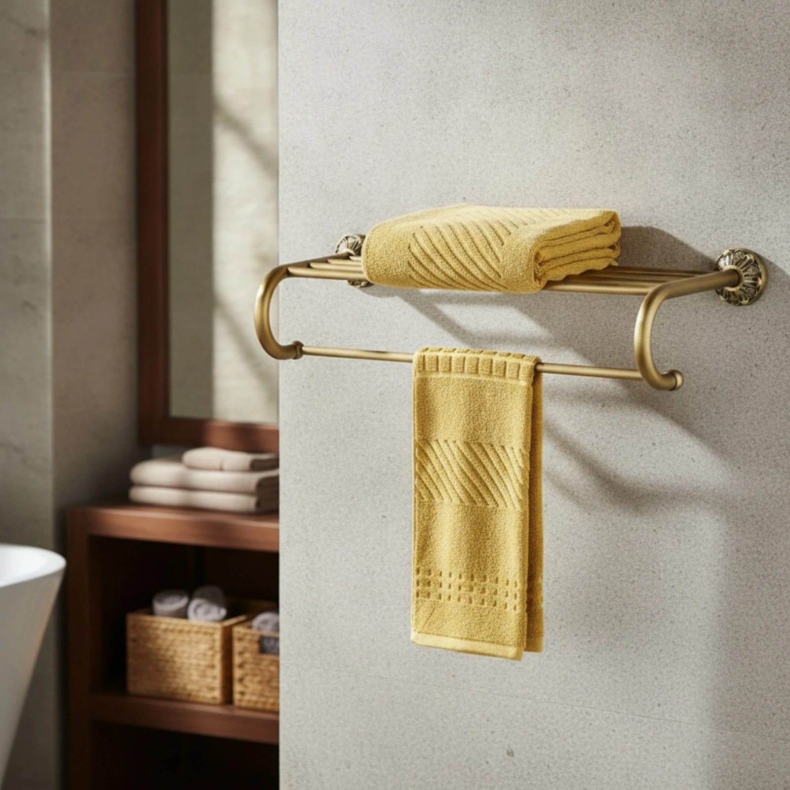 Wall Mounted Towel Rack Antique Bronze Towel Rack with Double Rods Heavy Duty Scratch Resistant for Bathroom
Wall Mounted Towel Rack Antique Bronze Towel Rack with Double Rods Heavy Duty Scratch Resistant for Bathroom