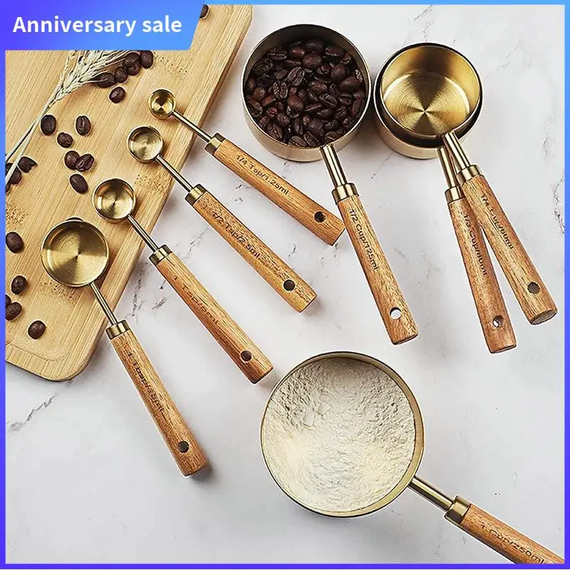 ABPP-Measuring Cups And Spoons Set Of 8, Wood Handle With Metric And US Measurements,Stainless Steel, For Cooking And Baking
ABPP-Measuring Cups And Spoons Set Of 8, Wood Handle With Metric And US Measurements,Stainless Steel, For Cooking And Baking
