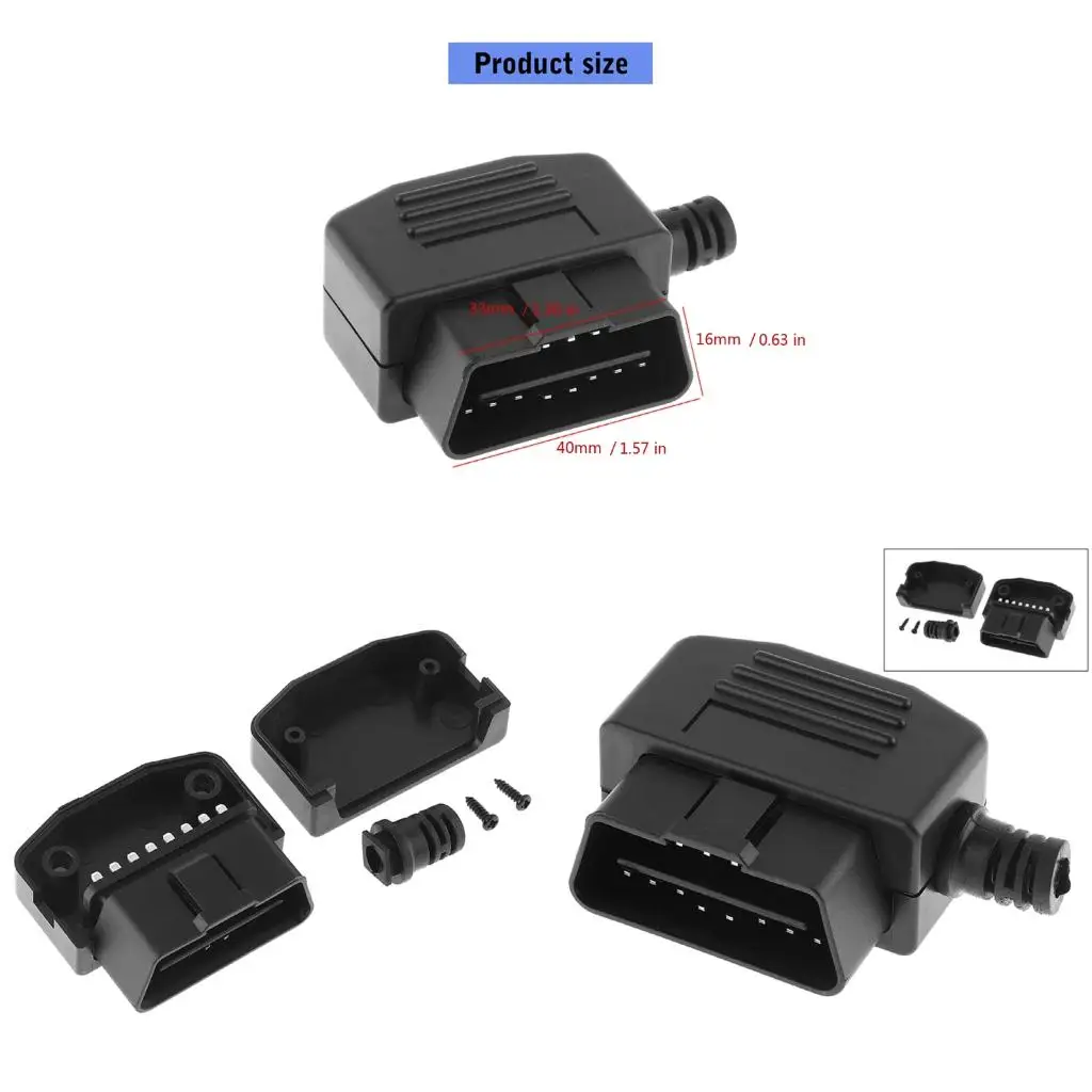 Obd2 диагностический порт штекер Quice Connection Design ABS 16 -контактный разъем OBD2 
Obd2 диагностический порт штекер Quice Connection Design ABS 16 -контактный разъем OBD2