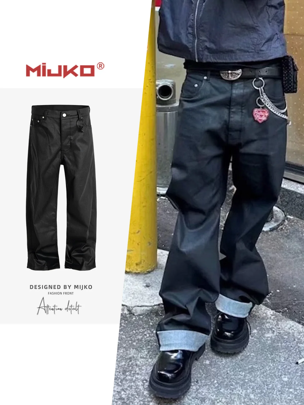 MIJKO Brushed Wax Coated Black Jeans Street Trendy Straight Casual Pants for Men ZJ122
MIJKO Brushed Wax Coated Black Jeans Street Trendy Straight Casual Pants for Men ZJ122
