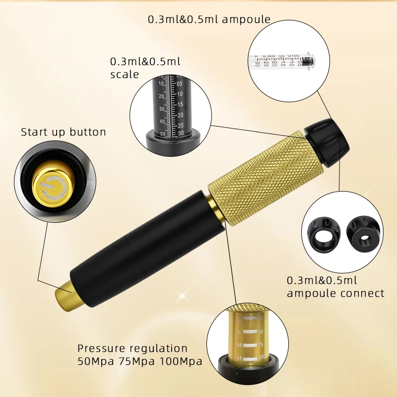 Adjustable Pressure Hyaluronic Acid Pen No-Needle Mesotherapy Gun Non-invasive Atomizer for Wrinkle Removal and Face Filling
Adjustable Pressure Hyaluronic Acid Pen No-Needle Mesotherapy Gun Non-invasive Atomizer for Wrinkle Removal and Face Filling