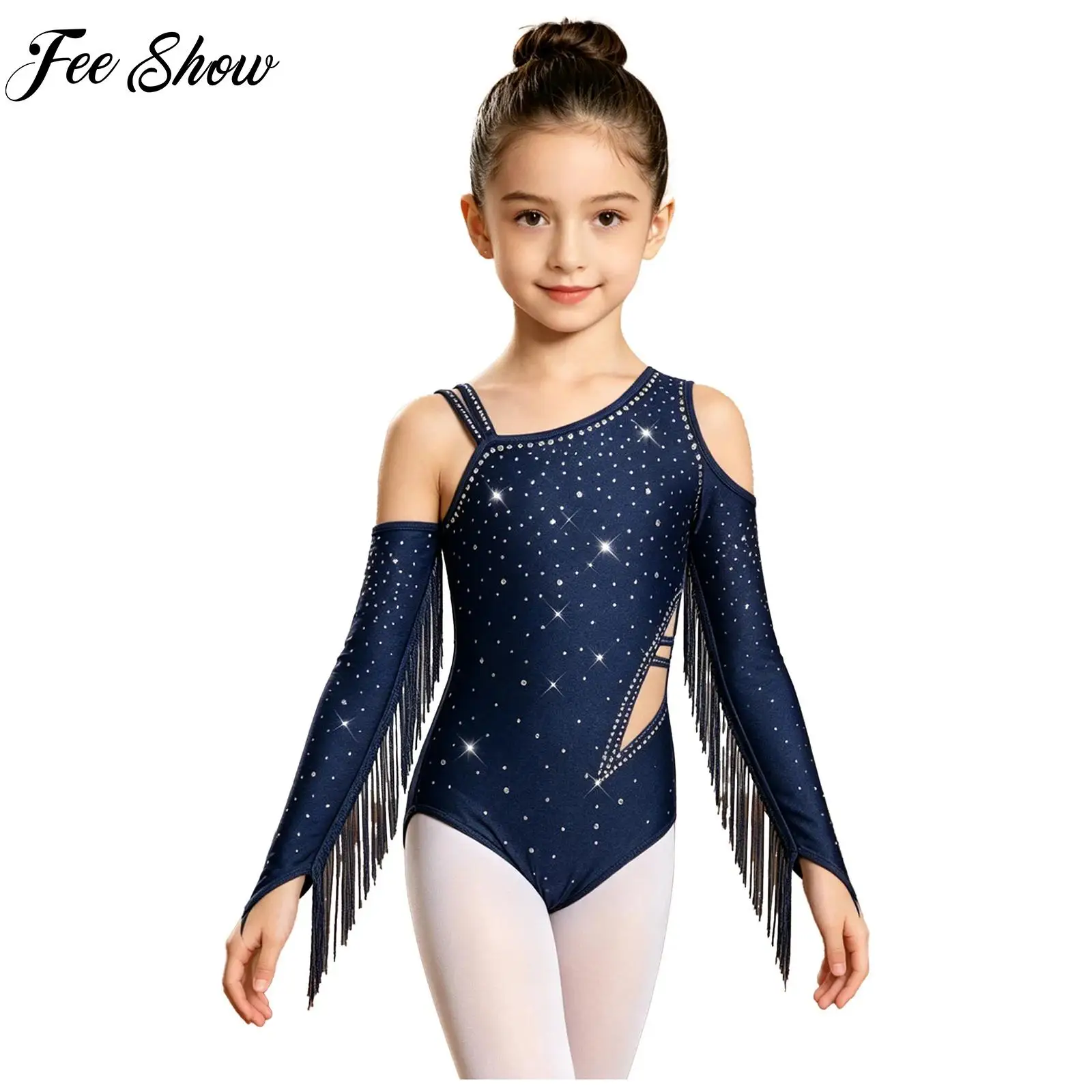 Kids Girls Latin Dance Leotard One Shoulder Tassel Long Sleeve Shining Rhinestones Bodysuit Dance Jazz Stage Performance Costume
Kids Girls Latin Dance Leotard One Shoulder Tassel Long Sleeve Shining Rhinestones Bodysuit Dance Jazz Stage Performance Costume