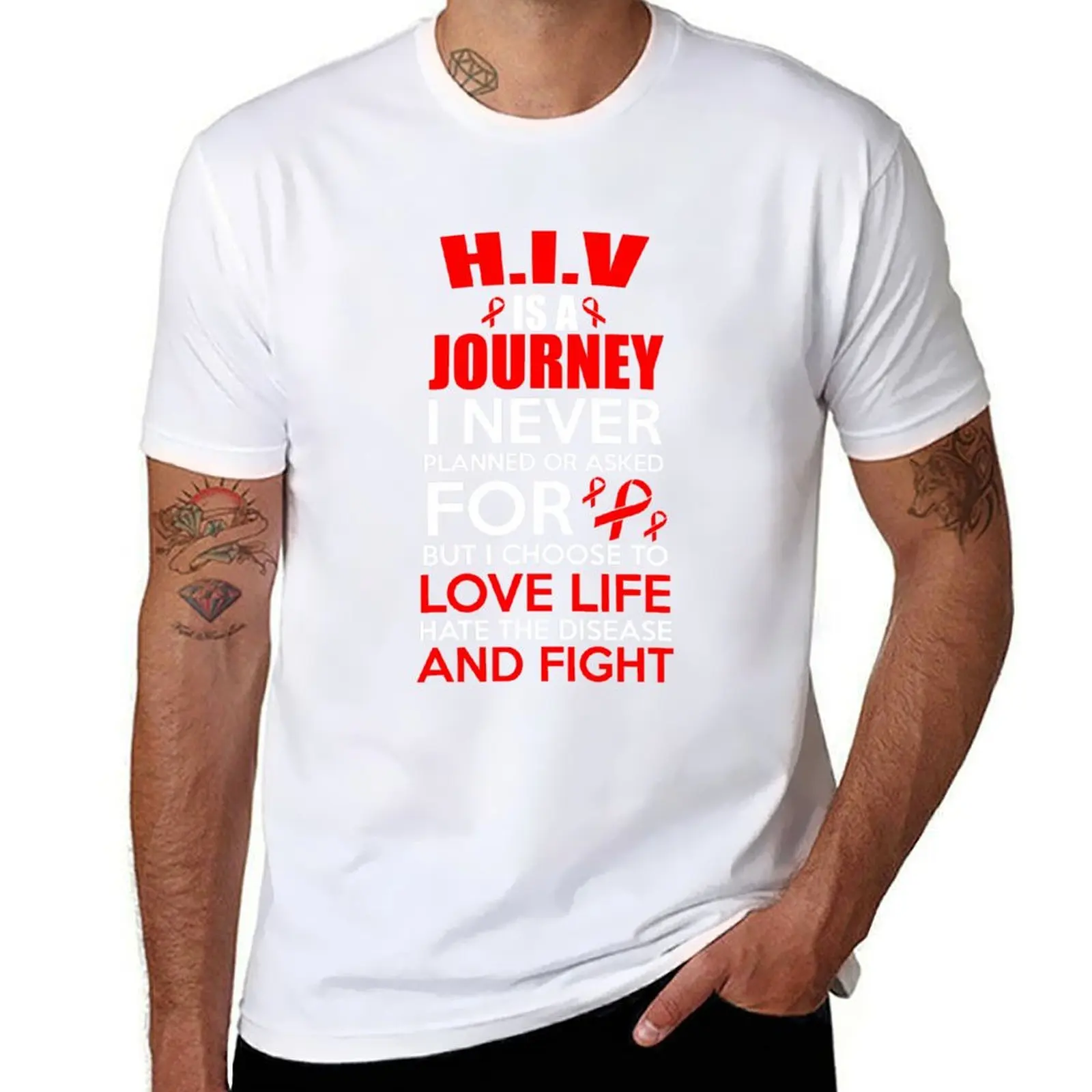 HIV is a Journey I Never Planned but I Fight! Awareness T-Shirt t shirts with prints t shirts for man cotton funny T-Shirt
HIV is a Journey I Never Planned but I Fight! Awareness T-Shirt t shirts with prints t shirts for man cotton funny T-Shirt