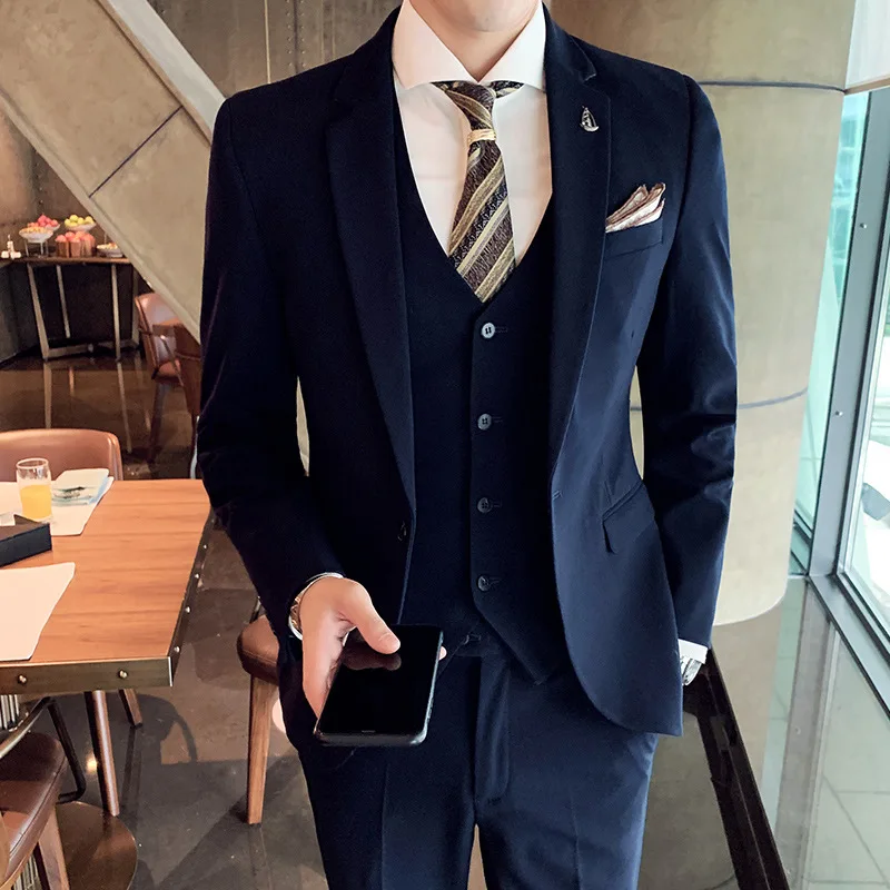 Y6874 three-piece suit fashionable men's formal suit groom best man small suit Korean style slim solid color suit
Y6874 three-piece suit fashionable men's formal suit groom best man small suit Korean style slim solid color suit