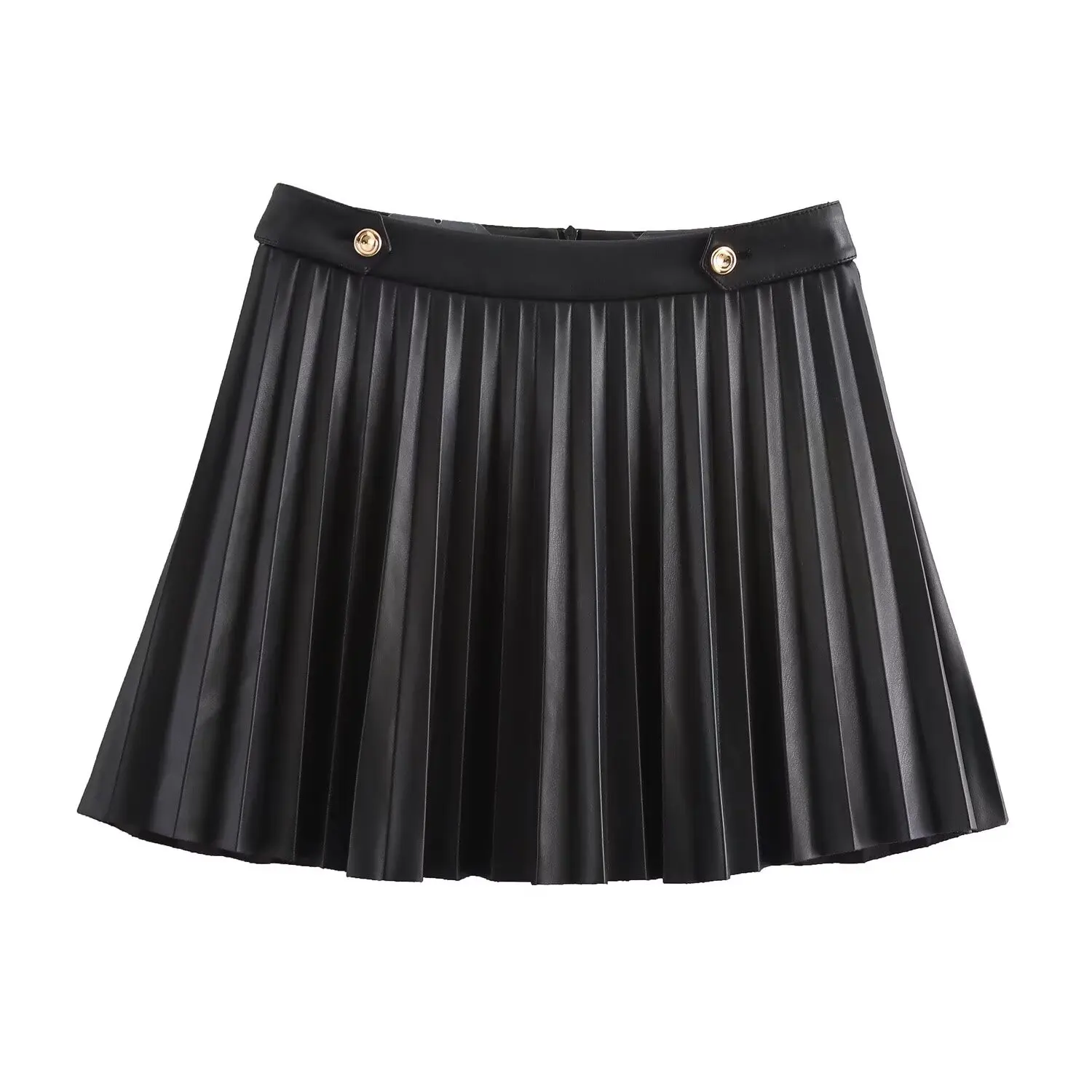 TRAFZA Female Elegant Faux Leather Wide Pleat Button Decorate Mini A-Line Skirt Summer Women Back Zipper Skirt Streetwear Mujer
TRAFZA Female Elegant Faux Leather Wide Pleat Button Decorate Mini A-Line Skirt Summer Women Back Zipper Skirt Streetwear Mujer