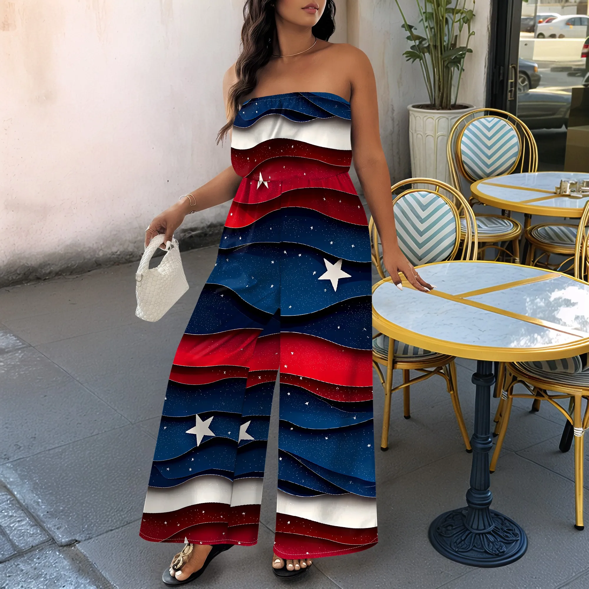 New Women's American Flag Print Jumpsuit Strapless Wide Leg Romper Patriotism Theme Party Outfit XS-3XL
New Women's American Flag Print Jumpsuit Strapless Wide Leg Romper Patriotism Theme Party Outfit XS-3XL