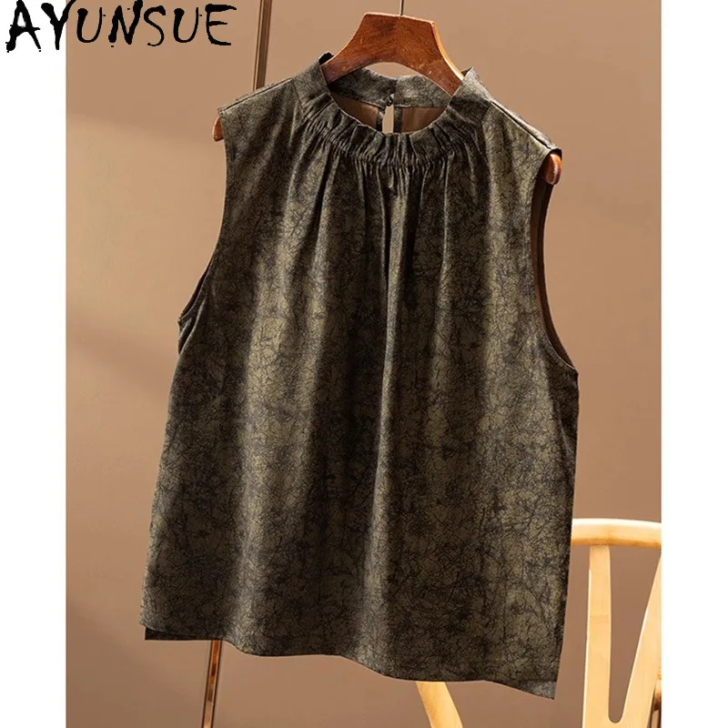 AYUNSUE Xiangyunsha Silk Women's Tanks Tops Stand Collar Sleeveless Top Femme Loose Casual Summer Clothes for Woman Ropa Mujer
AYUNSUE Xiangyunsha Silk Women's Tanks Tops Stand Collar Sleeveless Top Femme Loose Casual Summer Clothes for Woman Ropa Mujer