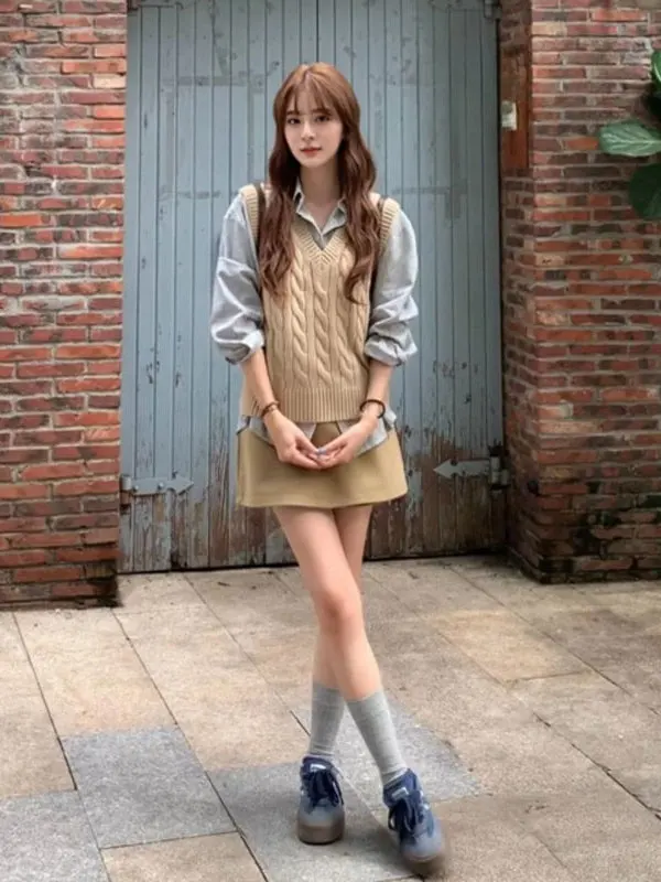 Retro College Style Ensemble Beautiful Vest Shirt Half Skirt Elegant Complete Outfit Ootd Spring 2025 Fashion Set for Women
Retro College Style Ensemble Beautiful Vest Shirt Half Skirt Elegant Complete Outfit Ootd Spring 2025 Fashion Set for Women