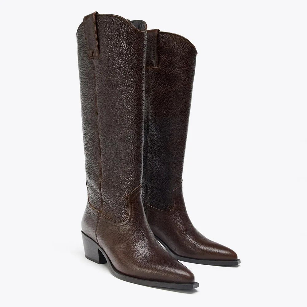 FWRD Women's Coffee Brown Faux Leather Western Knee High Boots, Pointed Toe Block Heel, Soft & Comfy for Fall Winter #FWRD000390
FWRD Women's Coffee Brown Faux Leather Western Knee High Boots, Pointed Toe Block Heel, Soft & Comfy for Fall Winter #FWRD000390