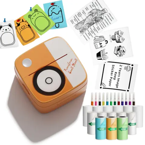 O1 Pocket Thermal Printer with Stickers Wireless Mini Portable Printers Multifunction Office Inkless Photo Printing Label Maker