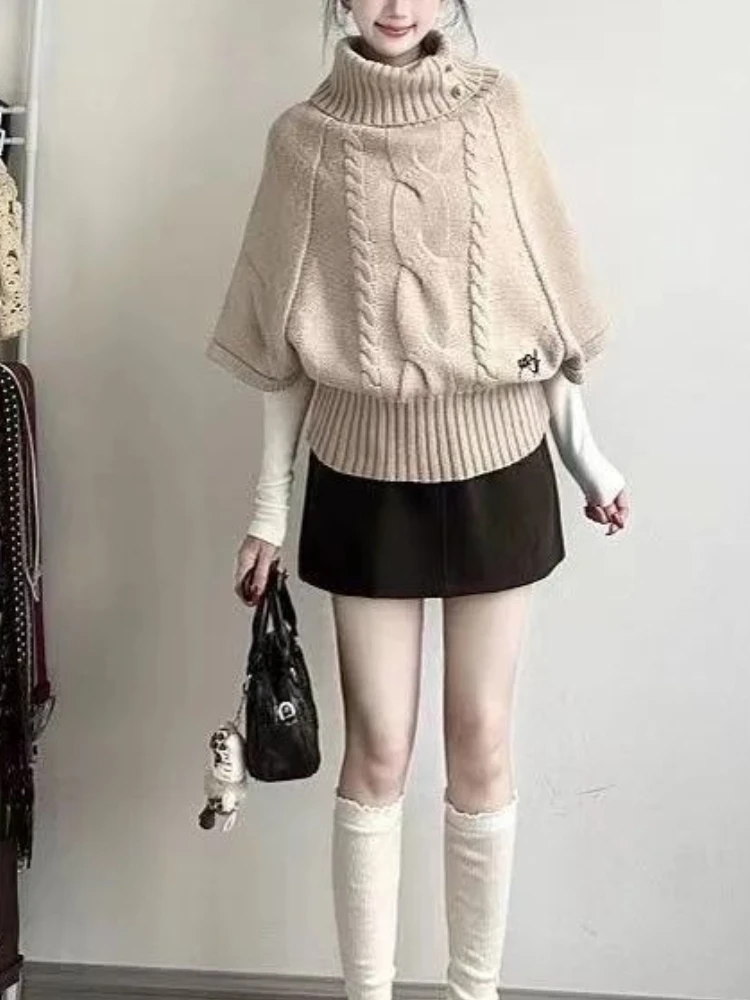 Korean Pullovers Women's Clothing Turtleneck Short Sleeve Jumper Pull Femme Vintage Knitting Ribbed Cropped Sweater Sueter Mujer
Korean Pullovers Women's Clothing Turtleneck Short Sleeve Jumper Pull Femme Vintage Knitting Ribbed Cropped Sweater Sueter Mujer