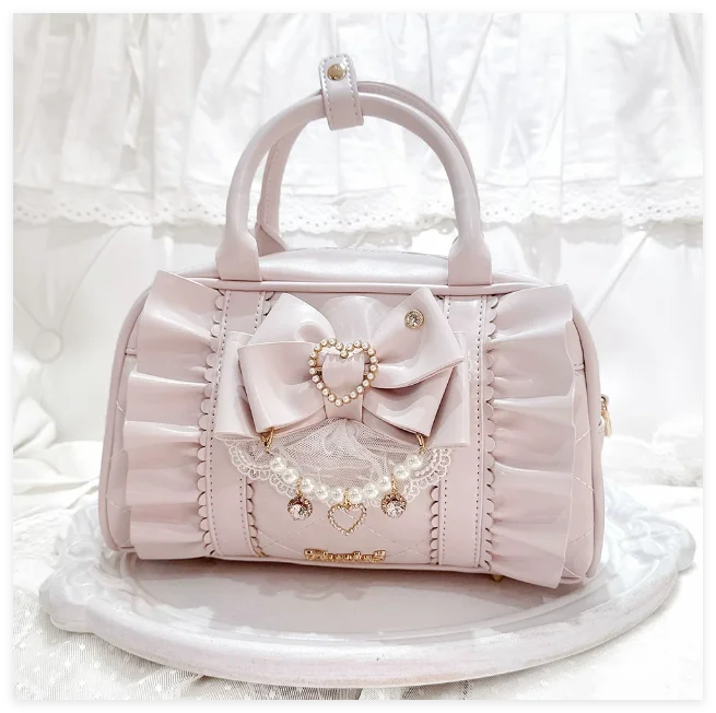 Japanese Mass Produced Sweet Lolita Bag Fashion Pearl Pleated Bow Lace Zipper Large Capacity Messenger Bag Black Backpacks Women
Japanese Mass Produced Sweet Lolita Bag Fashion Pearl Pleated Bow Lace Zipper Large Capacity Messenger Bag Black Backpacks Women
