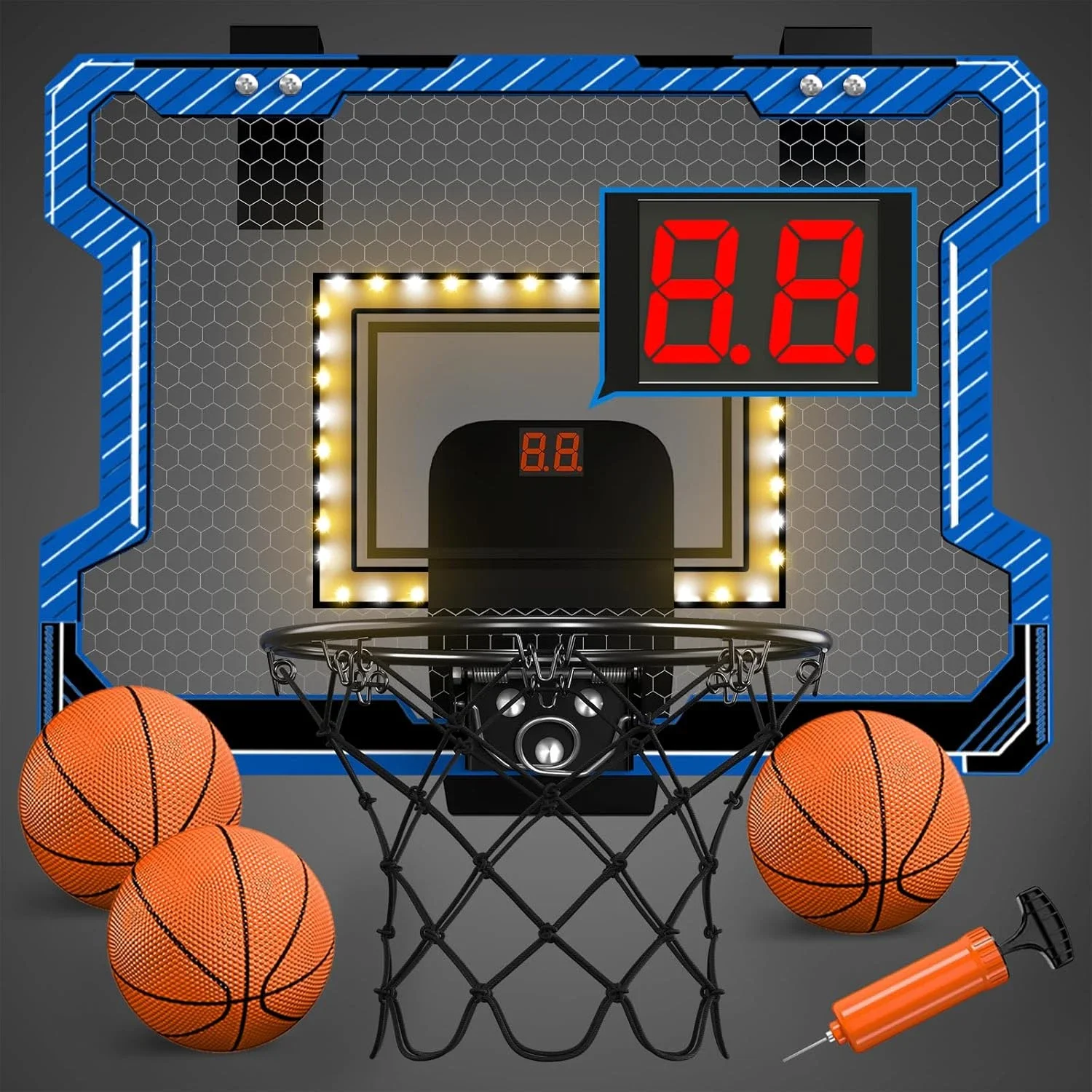 Mini Basketball Hoop Indoor with Scoreboard/Led Light, Glow in the Dark Door Bas
Mini Basketball Hoop Indoor with Scoreboard/Led Light, Glow in the Dark Door Bas