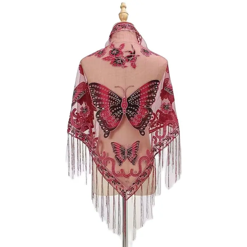 2023 New Iris lace shawl shirt mesh shawl Colorful black tassel shawl Halloween cape
2023 New Iris lace shawl shirt mesh shawl Colorful black tassel shawl Halloween cape