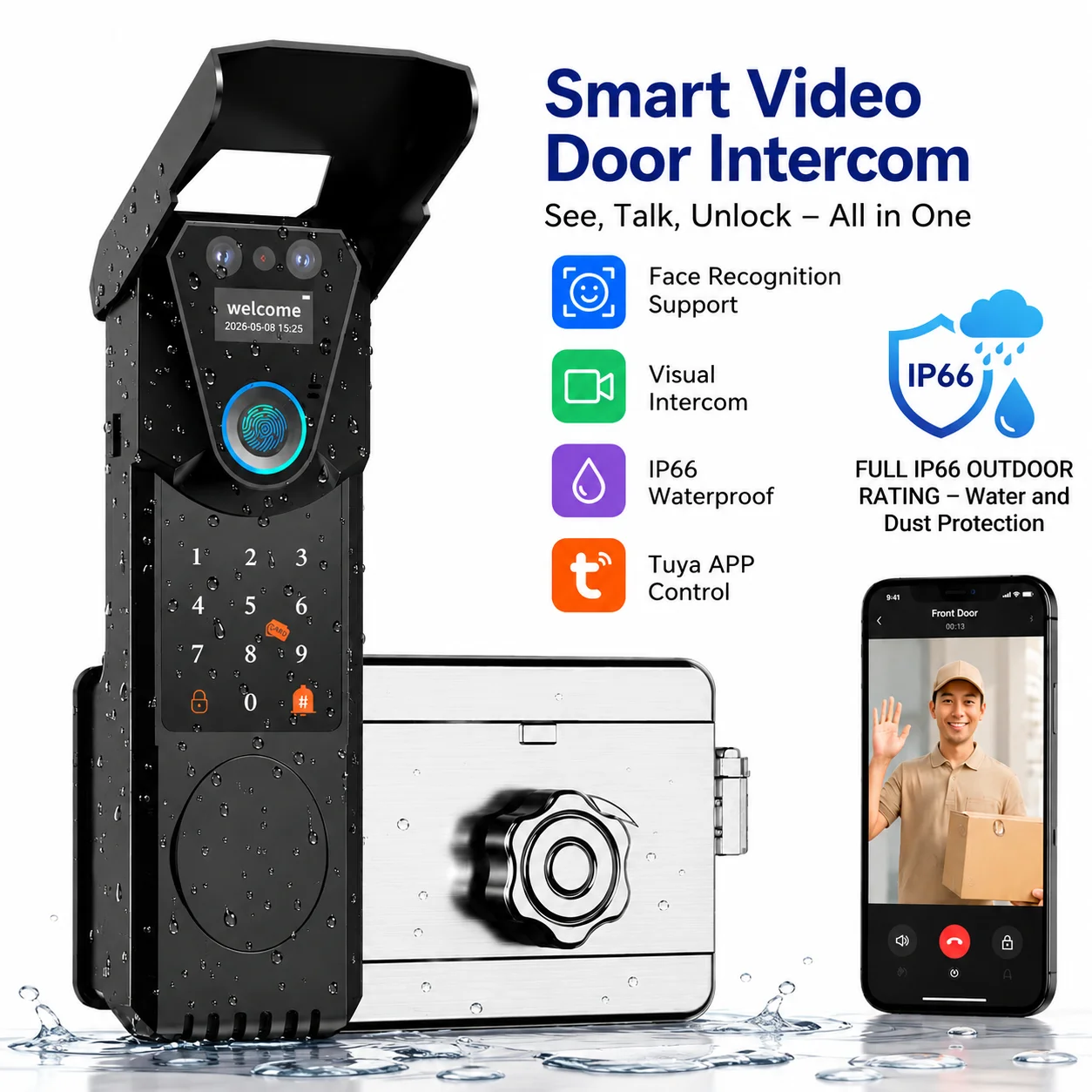 Outdoor Waterproof Tuya Smart Fingerprint Gate Lock with Face Recognition Doorbell Video Intercom RFID Card Digital Code Entry
Outdoor Waterproof Tuya Smart Fingerprint Gate Lock with Face Recognition Doorbell Video Intercom RFID Card Digital Code Entry