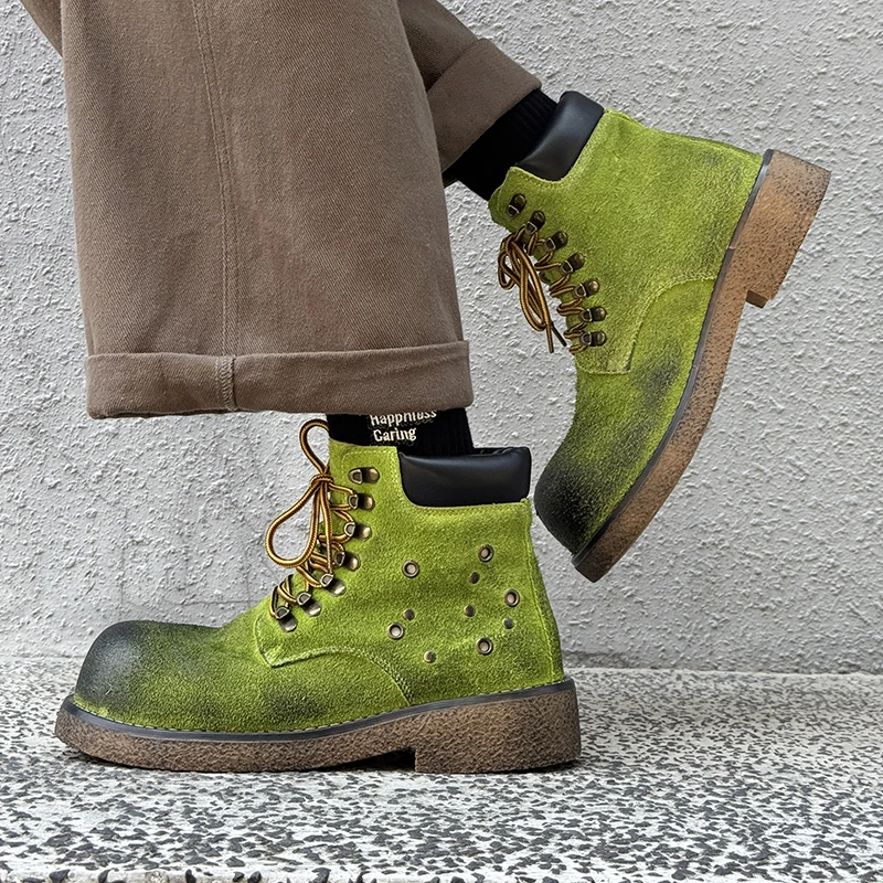 Мужские ботильоны в уличном стиле, высокие замшевые кожаные туфли, модные мужские ботильоны, уличная деловая повседневная обувь, мотоциклетные ботинки 
Мужские ботильоны в уличном стиле, высокие замшевые кожаные туфли, модные мужские ботильоны, уличная деловая повседневная обувь, мотоциклетные ботинки