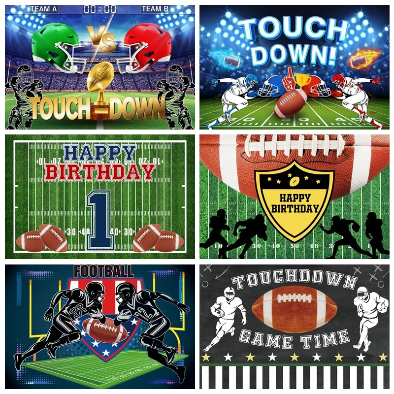 Rugby Touchdown Boy One Birthday Background American Football Sports Party Decor Photography Backdrops Photo Photographic Props
Rugby Touchdown Boy One Birthday Background American Football Sports Party Decor Photography Backdrops Photo Photographic Props