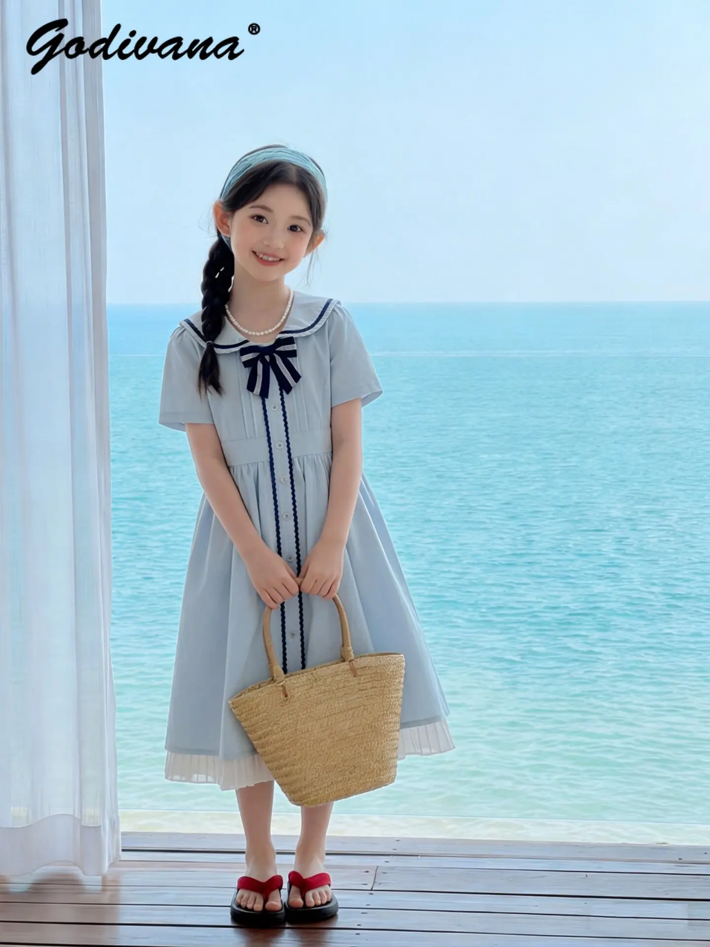 Sweet Baby Girls Elegant Preppy Blue Maxi Dress New Summer 2026 Kids Thin Short Sleeve Doll Collar Bow Lace Hem Casual Dress
Sweet Baby Girls Elegant Preppy Blue Maxi Dress New Summer 2026 Kids Thin Short Sleeve Doll Collar Bow Lace Hem Casual Dress
