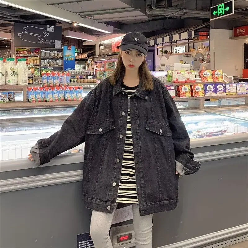 Denim Jackets Women Trendy Korean Style OL All-match Long Sleeve Washed Students Single Breasted Leisure Tops Autumn New Loose
Denim Jackets Women Trendy Korean Style OL All-match Long Sleeve Washed Students Single Breasted Leisure Tops Autumn New Loose